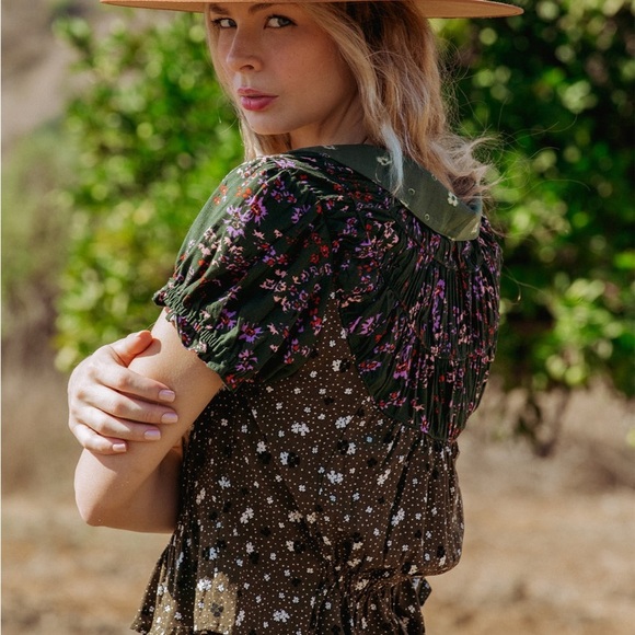 Free People Bella Blouse (NWT) Kelp Forest Combo size small - Picture 3 of 9